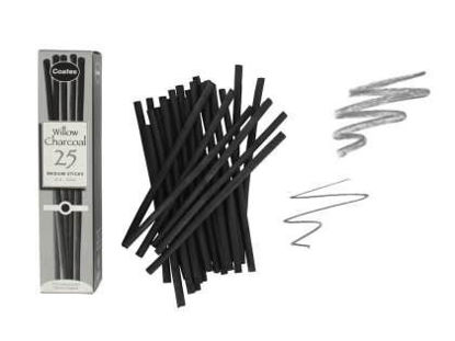 Picture of Artists Willow Charcoal - 25 Medium Sticks (4-6mm diameter)