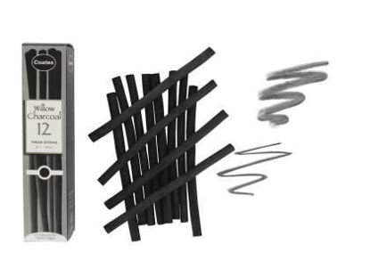 Picture of Artists Willow Charcoal - 12 Medium Sticks (7-9mm diameter)