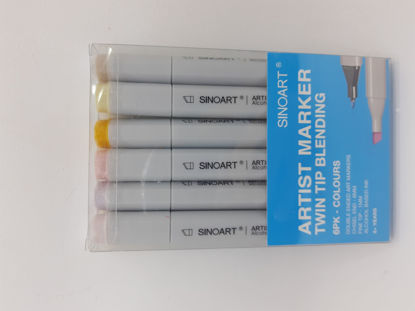 Picture of Sinoart Alcohol Based Artist Markers set with dual tip, pastel colors