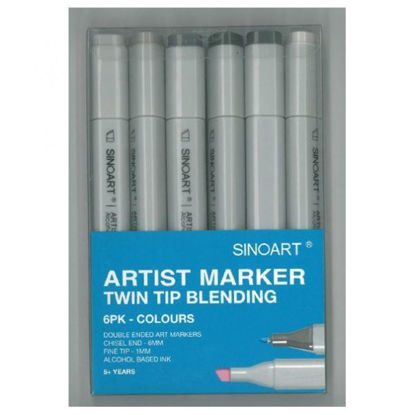 Picture of Sinoart Alcohol Based Artist Markers set with dual tip, grey colors